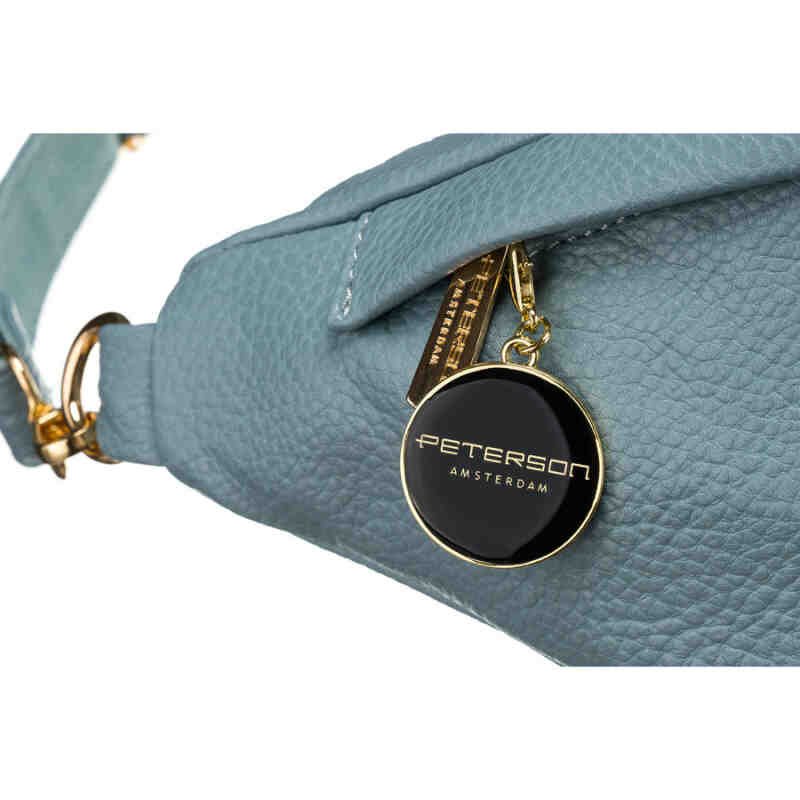 Modna sportowa niebieska saszetka damska na biodra, na ramię lub przez ramię nerka crossbody z eko skóry Peterson-4