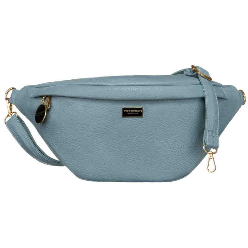 Modna sportowa niebieska saszetka damska na biodra, na ramię lub przez ramię nerka crossbody z eko skóry Peterson-2