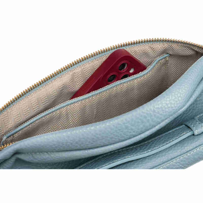 Modna sportowa niebieska saszetka damska na biodra, na ramię lub przez ramię nerka crossbody z eko skóry Peterson-8