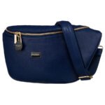 Duża granatowa nerka damska biodrówka saszetka ze skóry ekologicznej crossbody Peterson-3