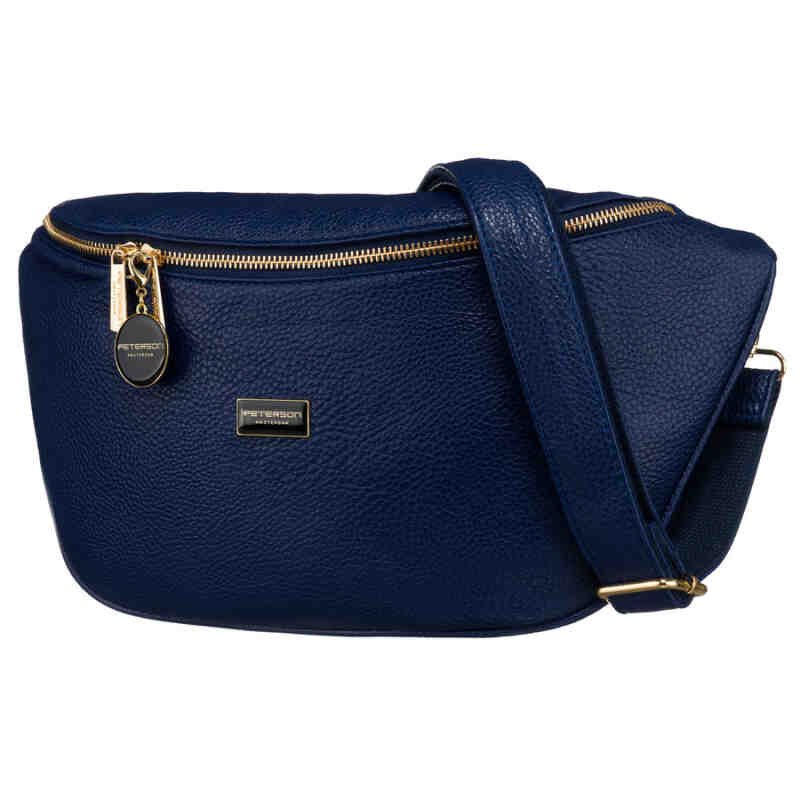 Duża granatowa nerka damska biodrówka saszetka ze skóry ekologicznej crossbody Peterson-3