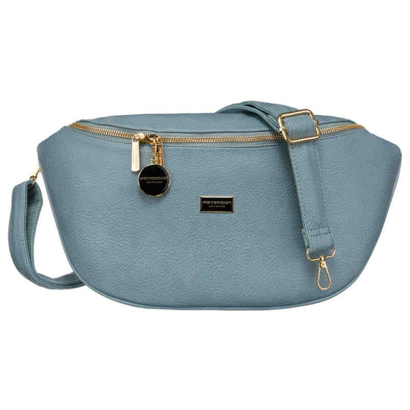 Niebieska saszetka damska biodrówka nerka na ramię crossbody z eko skóry Peterson-2