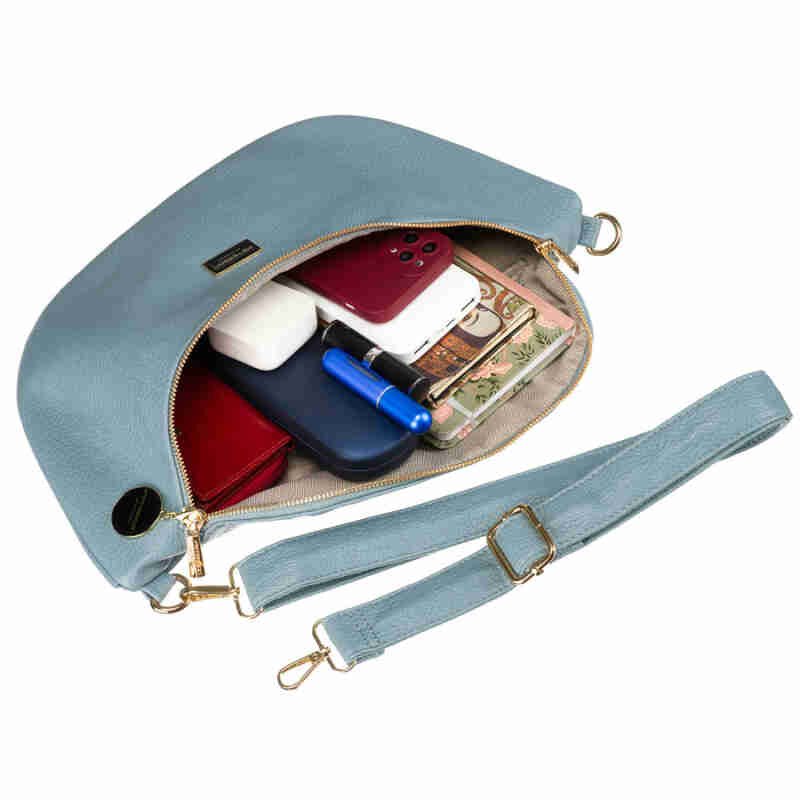Niebieska saszetka damska biodrówka nerka na ramię crossbody z eko skóry Peterson-8