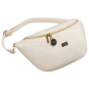 Miejska modna beżowa nerka damska na biodra lub przez ramię crossbody skóra ekologiczna Peterson-1