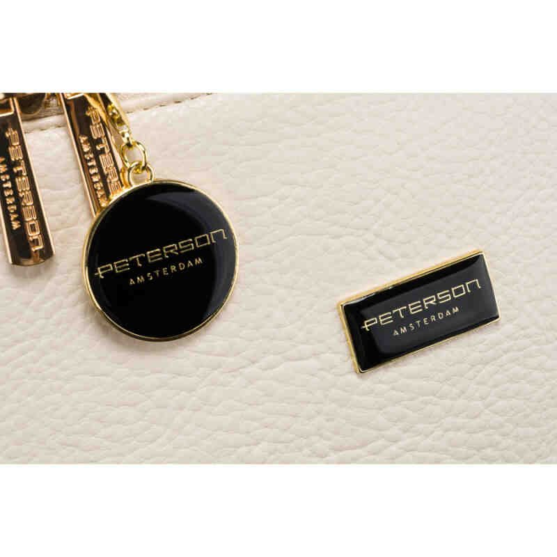 Miejska modna beżowa nerka damska na biodra lub przez ramię crossbody skóra ekologiczna Peterson-4