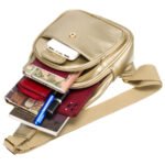 Złota błyszcząca saszetka nerka damska ze skóry ekologicznej plecaczek na jedno ramię Peterson-9