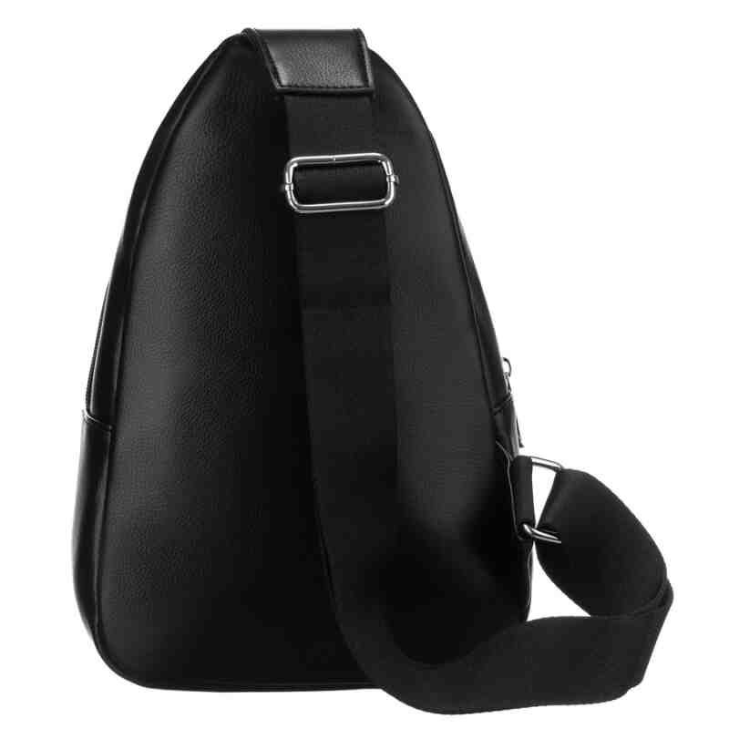 Czarna funkcjonalna saszetka damska z szerokim regulowanym paskiem nerka crossbody eko skóra Peterson-4