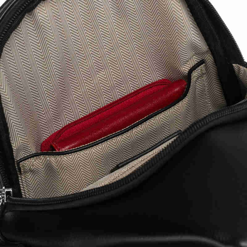 Czarna funkcjonalna saszetka damska z szerokim regulowanym paskiem nerka crossbody eko skóra Peterson-7