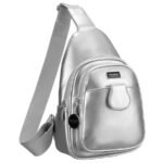 Modna srebrna saszetka damska z eko skóry nerka na ramię crossbody Peterson-2