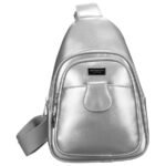 Modna srebrna saszetka damska z eko skóry nerka na ramię crossbody Peterson-1