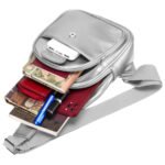 Modna srebrna saszetka damska z eko skóry nerka na ramię crossbody Peterson-9