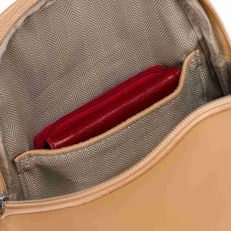 Sportowa beżowa saszetka damska na ramię nerka crossbody ze skóry ekologicznej Peterson-7