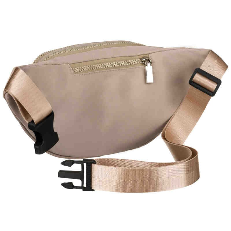 Sportowa saszetka z poliestru w beżowym kolorze, zawieszona na regulowanym pasku - Peterson-4