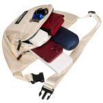 Saszetka miejska wykonana z poliestru w modnym, kremowym kolorze - Peterson-5