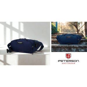 Granatowa, sportowa saszetka z poliestru zamykana suwakiem - Peterson-2