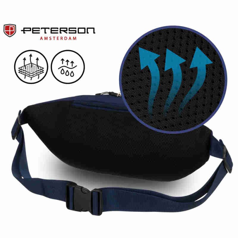 Granatowa, sportowa saszetka z poliestru zamykana suwakiem - Peterson-5