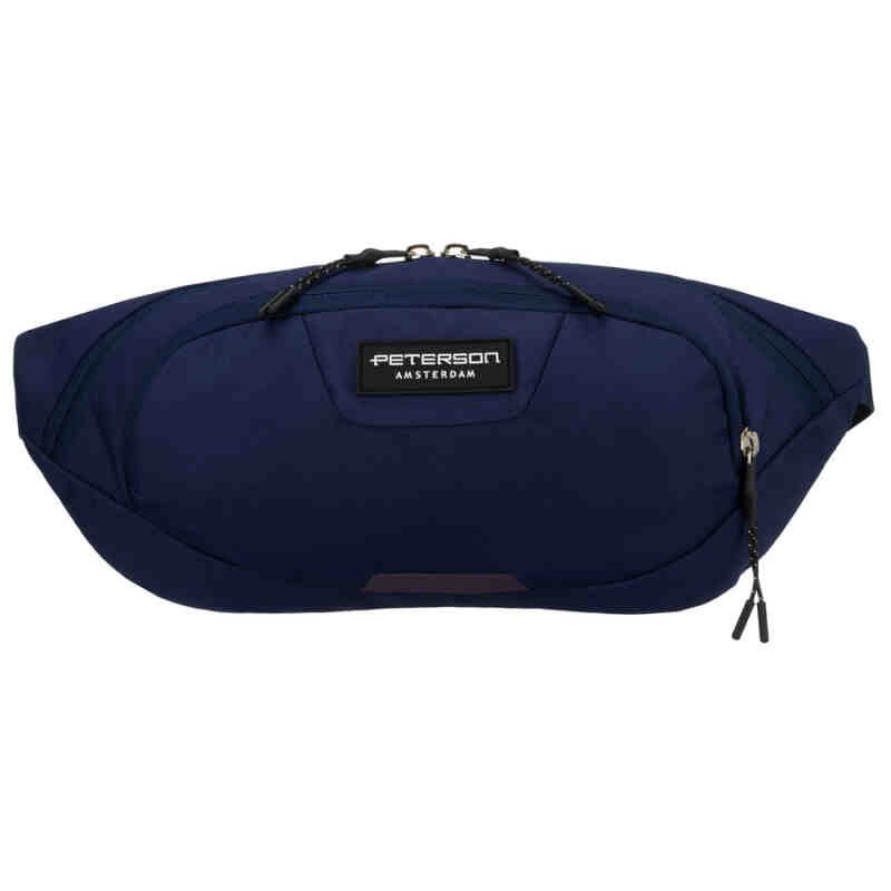 Granatowa, sportowa saszetka z poliestru zamykana suwakiem - Peterson-4