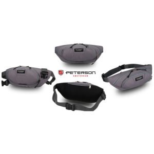 Praktyczna saszetka sportowa z poliestru w ciemnoszarym kolorze, zamykana suwakiem - Peterson-2