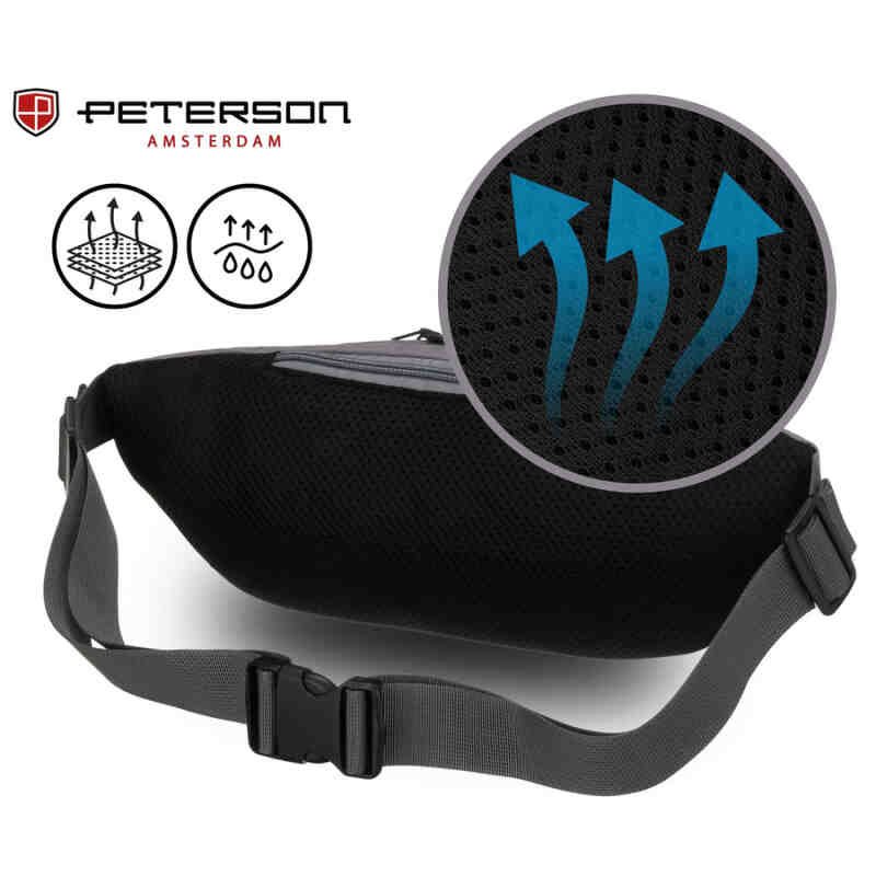 Praktyczna saszetka sportowa z poliestru w ciemnoszarym kolorze, zamykana suwakiem - Peterson-5