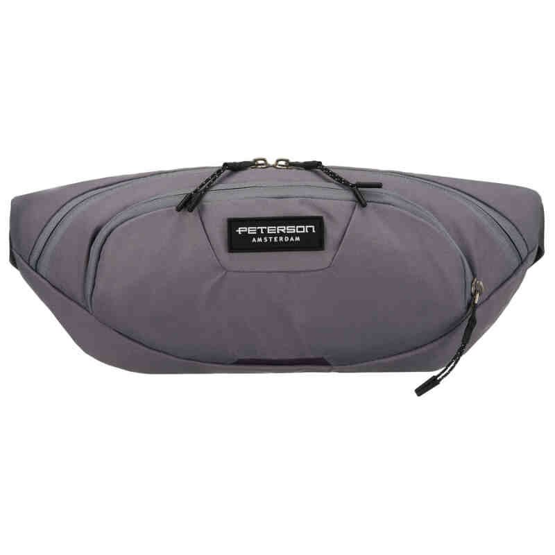 Praktyczna saszetka sportowa z poliestru w ciemnoszarym kolorze, zamykana suwakiem - Peterson-3