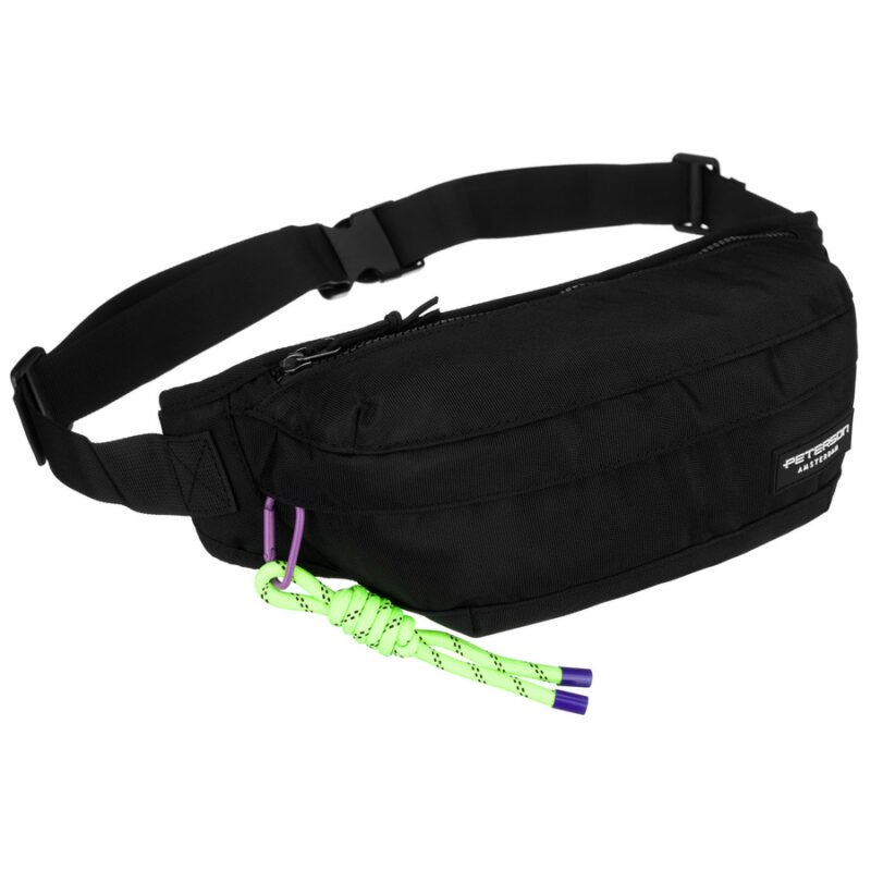 Sportowa, pojemna saszetka z poliestru w czarnym kolorze - Peterson-1