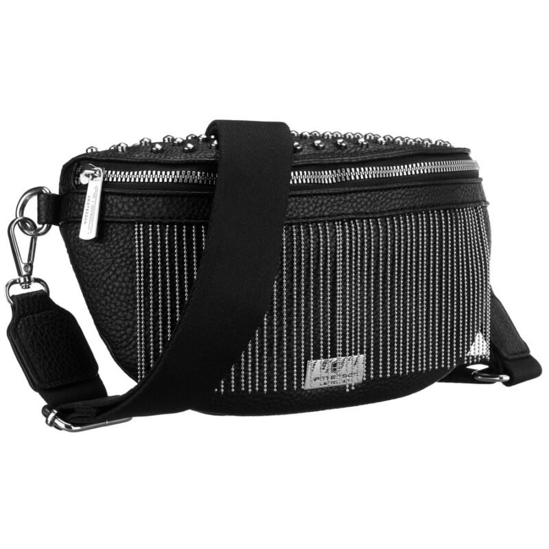 Stylowa, czarna saszetka damska wykonana ze skóry ekologicznej - Peterson-1