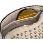 Beżowa saszetka damska wykonana ze skóry ekologicznej, ozdobiona ćwiekami - Peterson-7