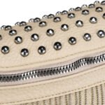 Beżowa saszetka damska wykonana ze skóry ekologicznej, ozdobiona ćwiekami - Peterson-6