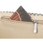 Beżowa saszetka damska wykonana ze skóry ekologicznej, ozdobiona ćwiekami - Peterson-8