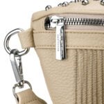 Beżowa saszetka damska wykonana ze skóry ekologicznej, ozdobiona ćwiekami - Peterson-9