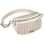 Modna saszetka damska wykonana ze skóry ekologicznej w jasnobeżowym kolorze, zamykana suwakiem - Peterson-2