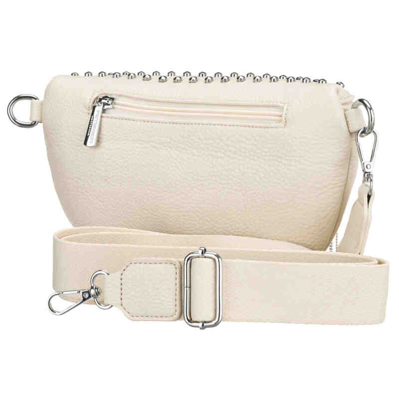 Modna saszetka damska wykonana ze skóry ekologicznej w jasnobeżowym kolorze, zamykana suwakiem - Peterson-4