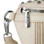 Modna saszetka damska wykonana ze skóry ekologicznej w jasnobeżowym kolorze, zamykana suwakiem - Peterson-10