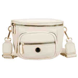 Saszetka damska wykonana ze skóry ekologicznej w jasnobeżowym kolorze - Peterson-3