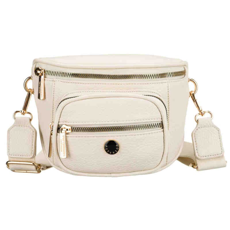 Saszetka damska wykonana ze skóry ekologicznej w jasnobeżowym kolorze - Peterson-3