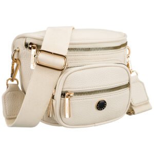 Saszetka damska wykonana ze skóry ekologicznej w jasnobeżowym kolorze - Peterson-1