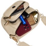 Saszetka damska w beżowym kolorze wykonana ze skóry ekologicznej, zamykana suwakiem - Peterson-10