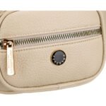 Saszetka damska w beżowym kolorze wykonana ze skóry ekologicznej, zamykana suwakiem - Peterson-5