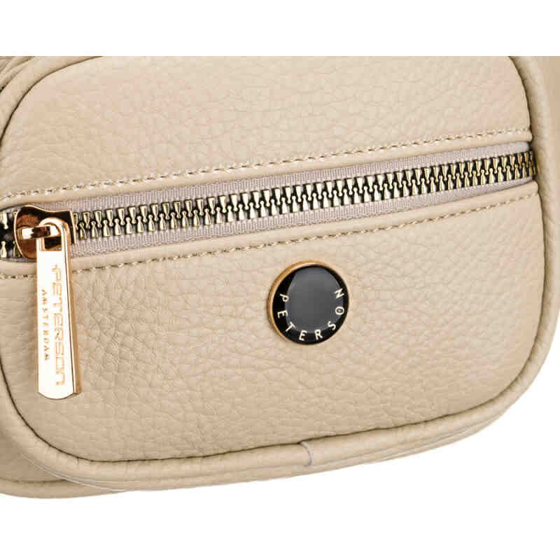 Saszetka damska w beżowym kolorze wykonana ze skóry ekologicznej, zamykana suwakiem - Peterson-5