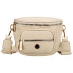 Saszetka damska w beżowym kolorze wykonana ze skóry ekologicznej, zamykana suwakiem - Peterson-3