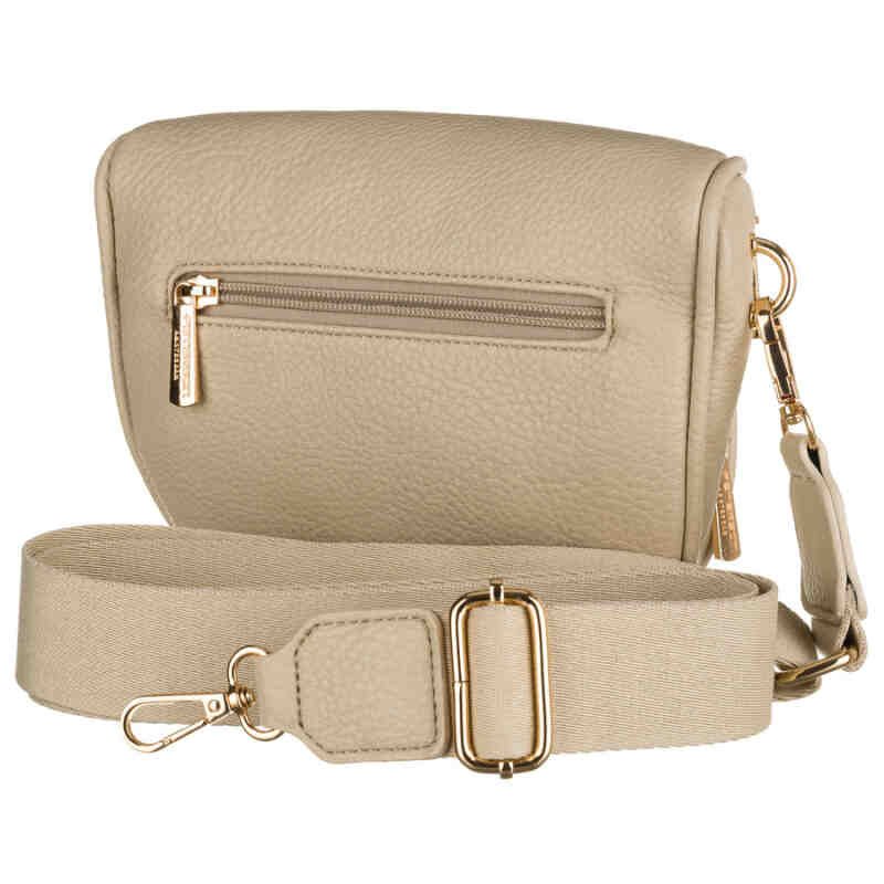 Saszetka damska w beżowym kolorze wykonana ze skóry ekologicznej, zamykana suwakiem - Peterson-4