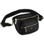 Czarna saszetka damska ze skóry ekologicznej, zamykana suwakiem i zawieszona na regulowanym pasku - Peterson-1