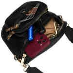 Czarna saszetka damska ze skóry ekologicznej, zamykana suwakiem i zawieszona na regulowanym pasku - Peterson-10