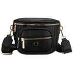 Czarna saszetka damska ze skóry ekologicznej, zamykana suwakiem i zawieszona na regulowanym pasku - Peterson-3