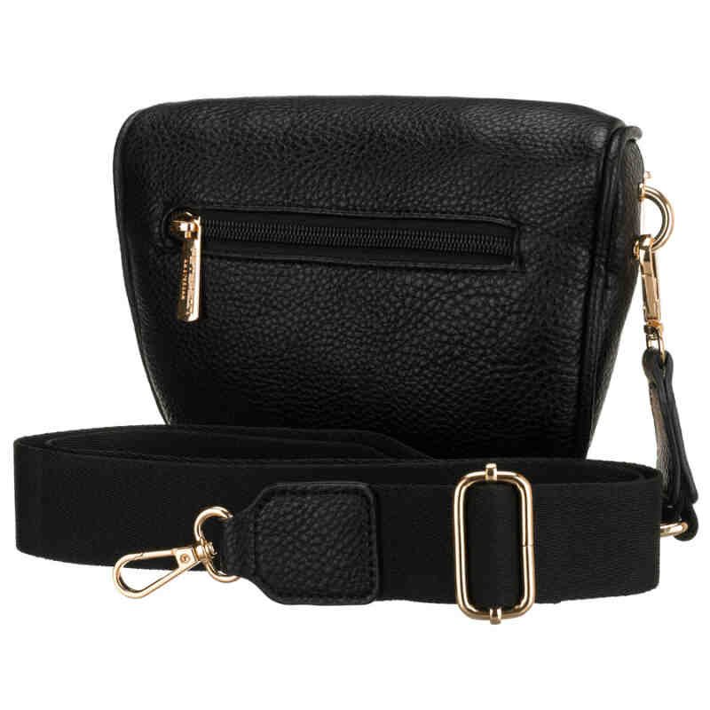 Czarna saszetka damska ze skóry ekologicznej, zamykana suwakiem i zawieszona na regulowanym pasku - Peterson-4