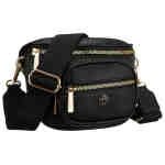 Czarna saszetka damska ze skóry ekologicznej, zamykana suwakiem i zawieszona na regulowanym pasku - Peterson-2