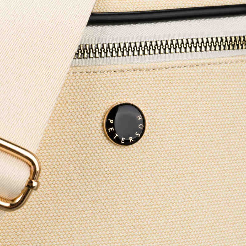 Saszetka damska w kolorze ecru z czarnymi elementami, wykonana z materiału syntetycznego - Peterson-5