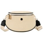 Saszetka damska w kolorze ecru z czarnymi elementami, wykonana z materiału syntetycznego - Peterson-3