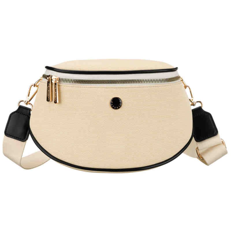 Saszetka damska w kolorze ecru z czarnymi elementami, wykonana z materiału syntetycznego - Peterson-3