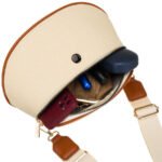 Saszetka damska w kolorze ecru z brązowymi elementami, zamykana suwakiem - Peterson-10